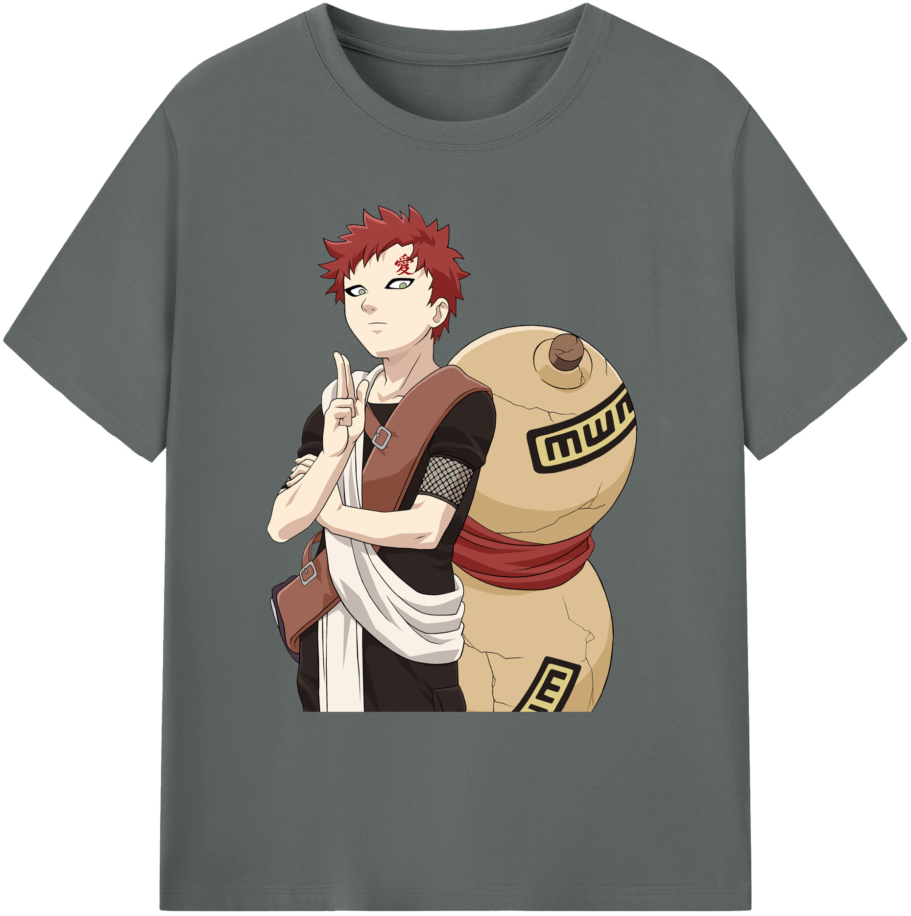 （画像用） NARUTO -ナルト- ガアラ Gaara 綿100％ メンズ半袖Tシャツ｜肌触りやわらか＆通気性